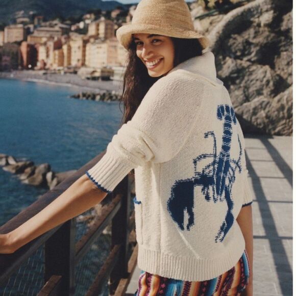 Anthropologie Maeve Lobster Cardigan Sweater - Picture 3 of 11